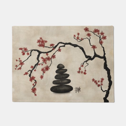 Zen Steine Sakura Baum Fußmatte (Vorderseite)