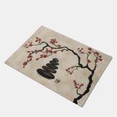 Zen Steine Sakura Baum Fußmatte (Schrägansicht)