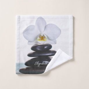 Zen-Steine Weiße Orchidee Badhandtuch Set
