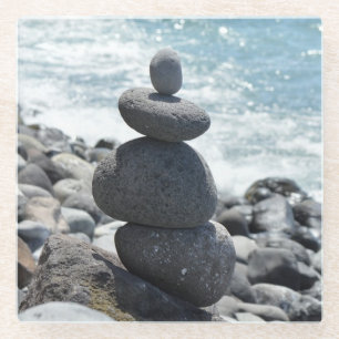 Zen-Steinhaufen Stein Stapelung Strand Untersetzer