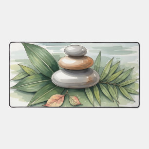 Zen Steinstapel Wasserfarbe Minimalist Schreibtischunterlage