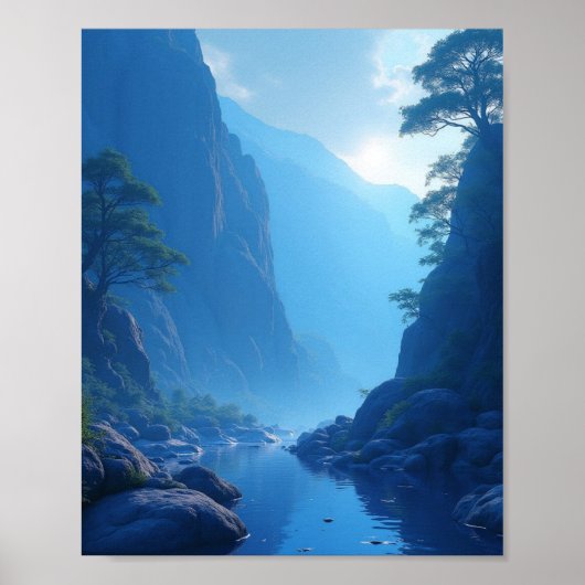 Zen-Stille in Blau Poster (Vorne)