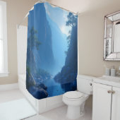 Zen-Stille in blauer Landschaft Duschvorhang (Beispiel)