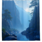 Zen-Stille in blauer Landschaft Duschvorhang (Vorderseite)