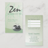 ZEN Stone Bamboo WELLNESS-CENTER Massage Therapist Terminkarte (Vorne/Hinten)