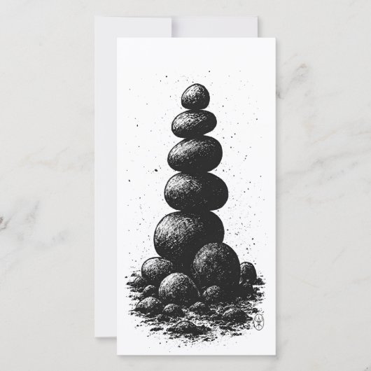 Zen Stone Cairn – Minimalist Ritual Invitation (Vorderseite)