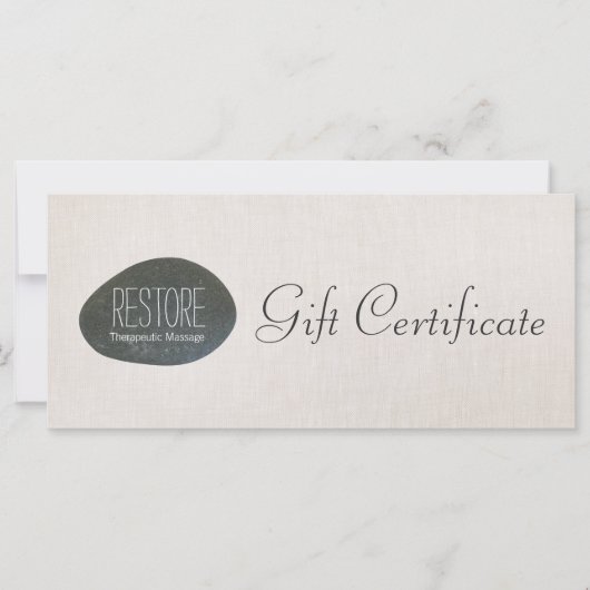 Zen Stone Massage Therapeut Geschenkgutschein (Vorderseite)