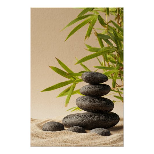 Zen Stone Stack - Minimal Japandi Wall Art Print Poster (Vorderseite)
