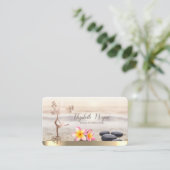 Zen Stones, Blume, Rose Gold Tree Frauen Silhouett Visitenkarte (Stehend Vorderseite)