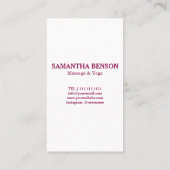 Zen Stones Massage Therapeut Visitenkarte (Rückseite)