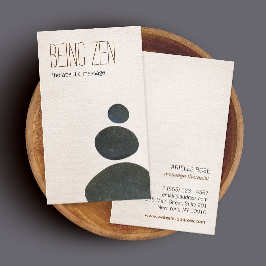 Zen Stones Massage Therapist & Meditation Lehrer Visitenkarte