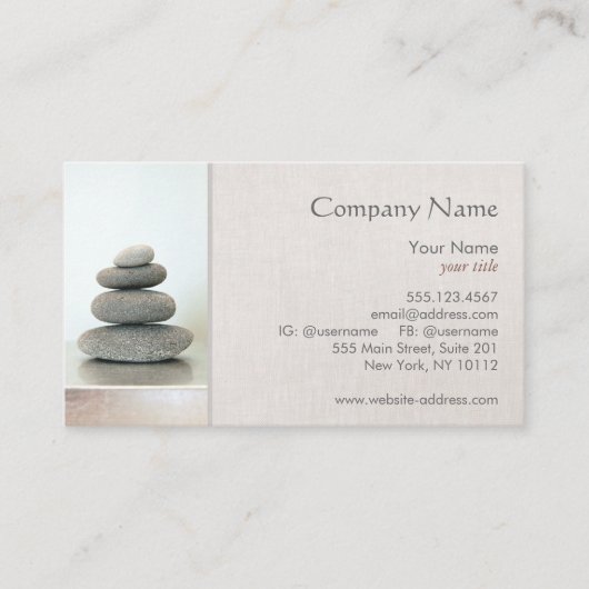 Zen Stones Natural Health Healer Wellness Visitenkarte (Vorderseite)