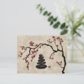 Zen stones Sakura Tree Feiertagspostkarte (Stehend Vorderseite)
