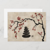 Zen stones Sakura Tree Feiertagspostkarte (Vorne/Hinten)