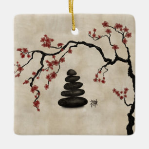 Zen stones Sakura Tree Keramikornament