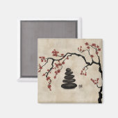 Zen stones Sakura Tree Magnet (Vorderseite/Rückseite)