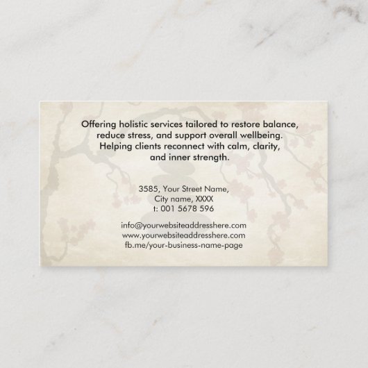 Zen stones Sakura Tree Roter Blossom Visitenkarte (Rückseite)