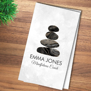 Zen Stones Schwarzer Marmor und Gold - minimal Visitenkarte