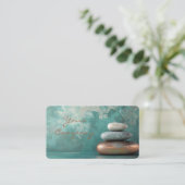 Zen Stones Spa Wellness Tranquility and Balance Visitenkarte (Stehend Vorderseite)