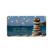 Zen Stones, Strand, Imitate Gold Foil Confetti Adressaufkleber (Vorne)