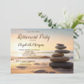 Zen Stones Sunrise Retirement Party Einladung (Stehend Vorderseite)