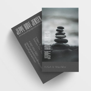 Zen Stones Yoga & Wellness Black and White Busine Visitenkarte