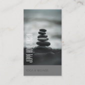 Zen Stones Yoga & Wellness Grau und Weiß Visitenkarte (Vorderseite)