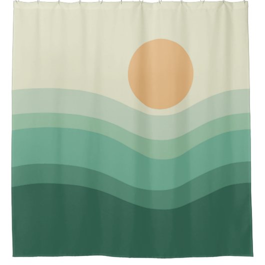 Zen Sun & Waves Duschvorhang (Vorderseite)