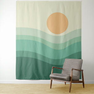 Zen Sun & Waves Wandteppich