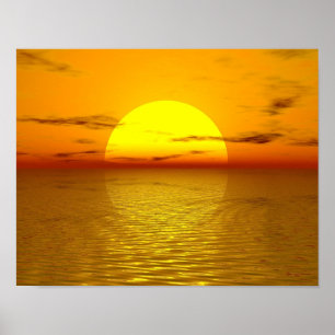 Zen Sunset Orange Yellow Ocean Liebe Frieden Harmo Poster