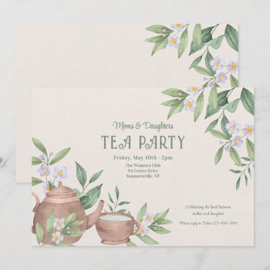 Zen Tea Party Einladung (Vorne/Hinten)