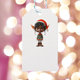 Zen Teen Christmas Elf White Gift Tag Geschenkanhänger