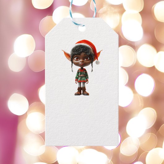 Zen Teen Christmas Elf White Gift Tag Geschenkanhänger