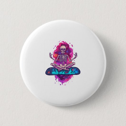Zen to Bone � Funny Space Yoga Skelett Button (Vorderseite)