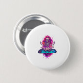 Zen to Bone � Funny Space Yoga Skelett Button (Vorne & Hinten)
