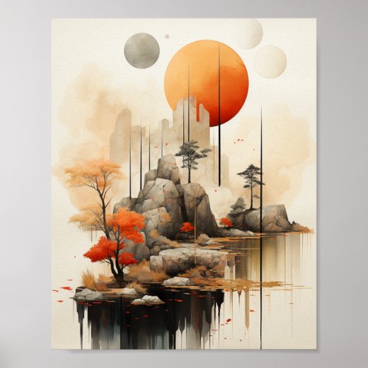 Zen Tranquility: Bergregion Ruhe Poster (Vorne)