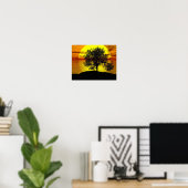 Zen Tree Sunset Orange Yellow Ocean Liebe Friedlic Poster (Heimbüro)