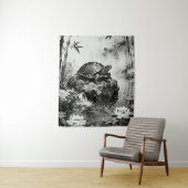 Zen Turtle Tapestry | Lotus Pond Ink Art  Wandteppich (Beispiel)