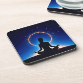 Zen unter Sternen: Kosmische Meditation Getränkeuntersetzer (Linke Seite)