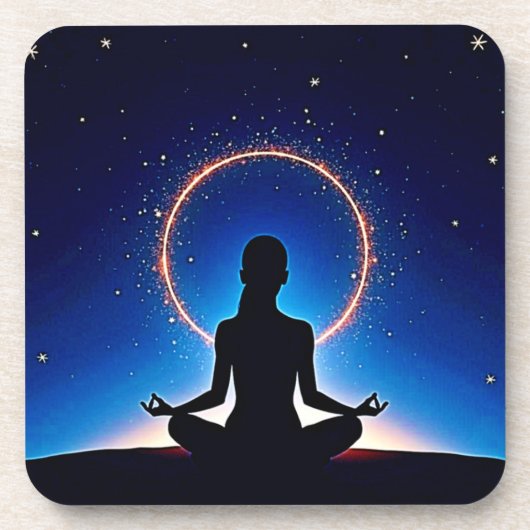 Zen unter Sternen: Kosmische Meditation Getränkeuntersetzer (Vorderseite)