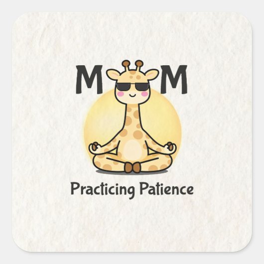 Zen Vibe | Practicing Patience Giraffe Quadratischer Aufkleber (Vorderseite)