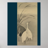 Zen Wall Decor - Minimalist Lotus & White Egrets  Poster (Vorne)
