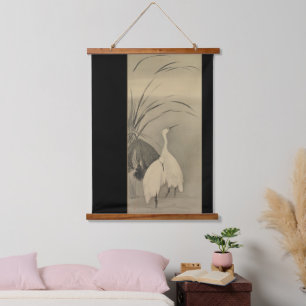 Zen-Wanddeko - Minimalistischer Lotus & Weiße Reih Wandteppich Mit Holzrahmen