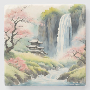 Zen-Wasserfarben-Haus-Untersetzer Steinuntersetzer