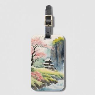 Zen Watercolor House Luggage Tag Gepäckanhänger