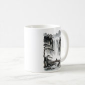 Zen Waterfall Mountain Ink Art Explore Compass Kaffeetasse (VorderseiteRechts)