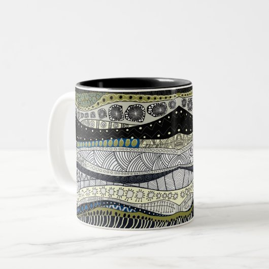 Zen Waves Abstract Design Mug Zweifarbige Tasse (Vorderseite Links)