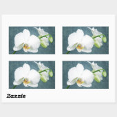 Zen White Orchid Blume Rechteckiger Aufkleber (Blatt)