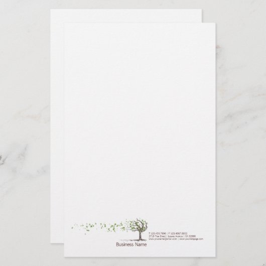 Zen-Wind-Baum mit Blätter-Briefpapier Briefpapier (Vorne/Hinten)