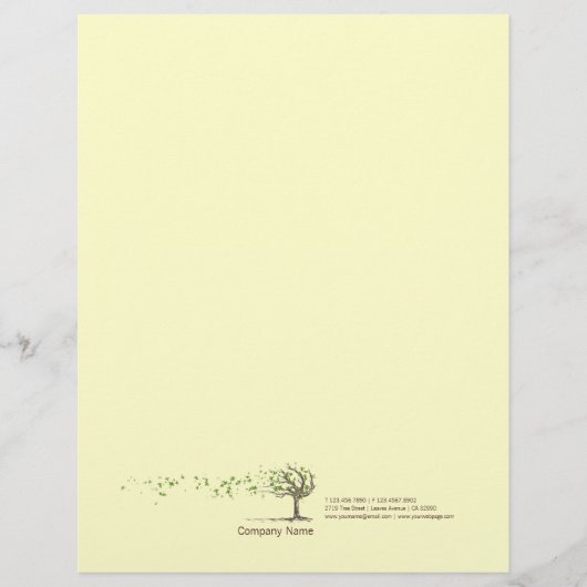 Zen-Wind-Baum mit Blätter-gelbem Briefkopf (Vorderseite)